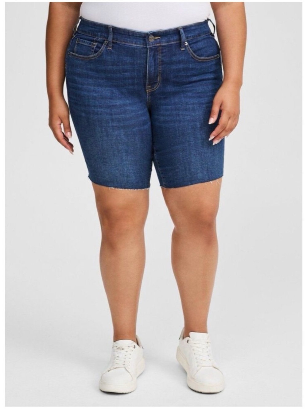 Torrid Women’s Sz 22 Perfect Bermuda Shorts 10” High Rise Dark Wash Stretch